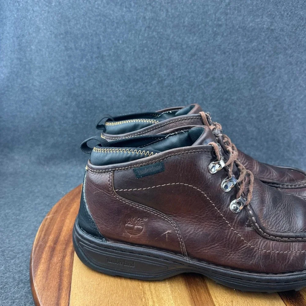Timberland Mens Genuine Leather Moc Toe Work Boot Shoes Sz 12M Brown 79501 retro